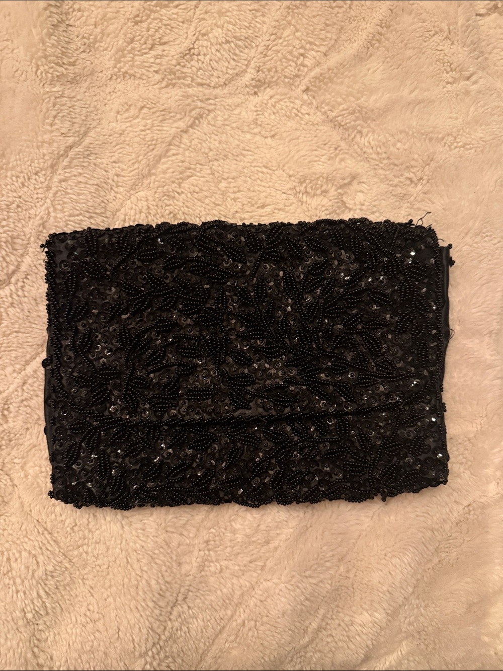 Madden Girl Black Beaded Sequin Clutch
